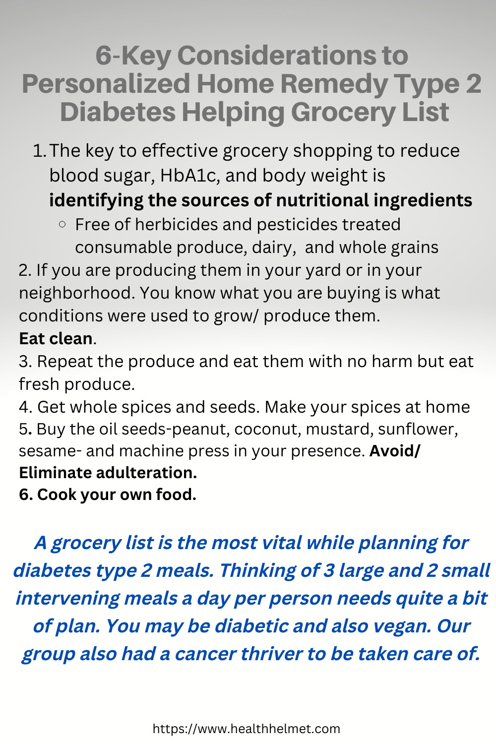 6-Key Considerations to Personalized Home Remedy Type 2 Diabetes Helping Grocery List 
