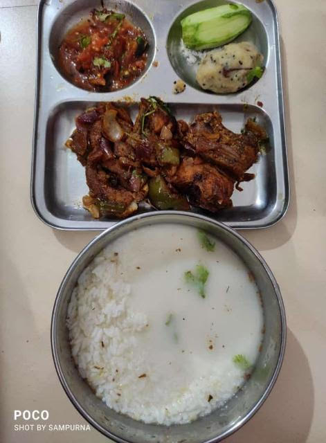 Personalized Type 2 Diabetes friendly lunch meal-Fermented rice with water-Fish fry and sides